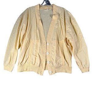 Vtg Avon Fashions Cardigan Womens Large Yellow Button Sweater‎ Cardigan Pockets